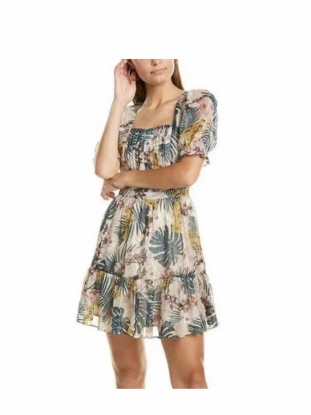 Walter Baker Liza Mini Dress Key Largo Women's Size 2 Square Neck Floral